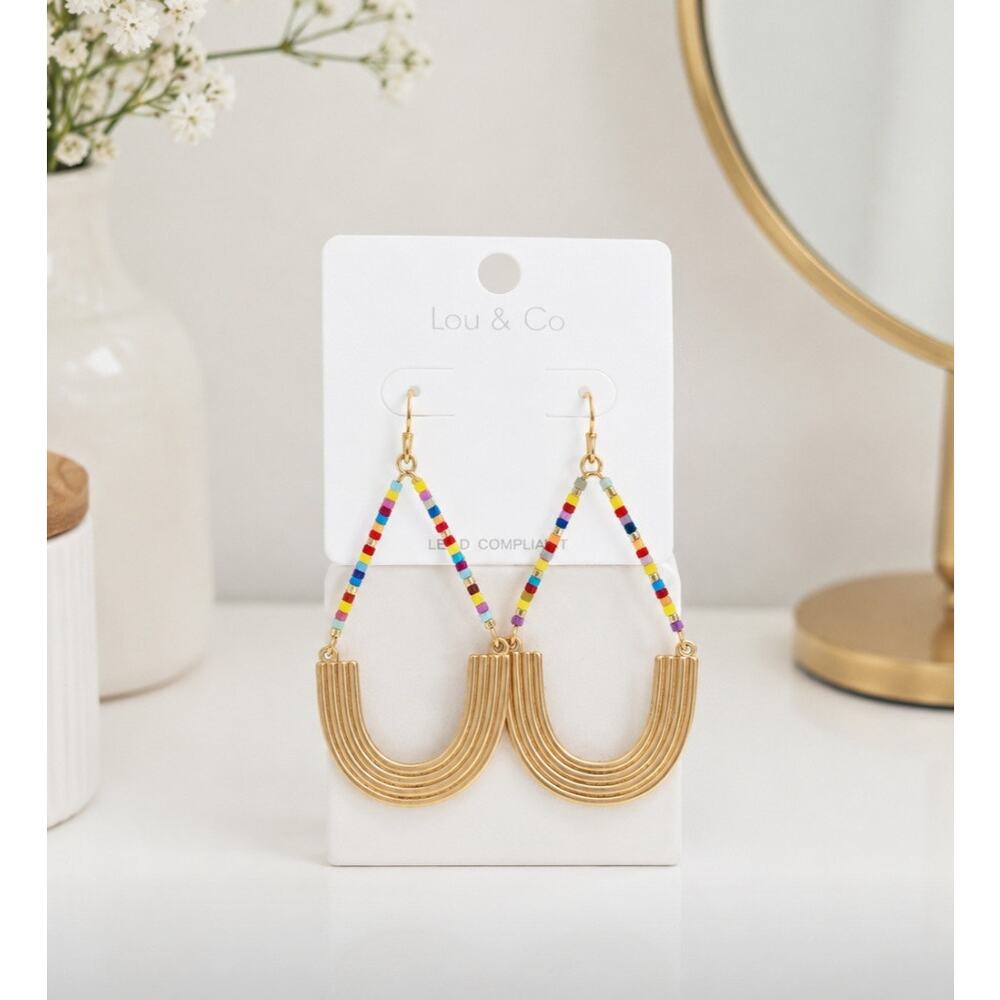 Lou & Co Boho Gold Beaded Earrings New